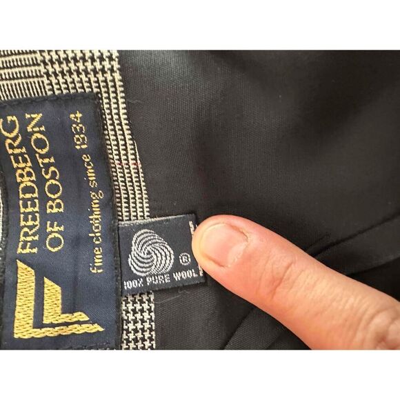 Freedberg of Boston Wool Plaid Overlap Long Pencil Skirt Checkered Pattern - Picture 3 of 3